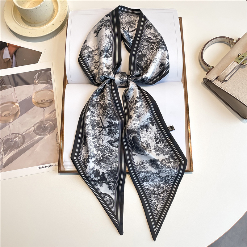 Luxury Long Neckerchief Skinny - Silk Neck Scarf 评论和价格
