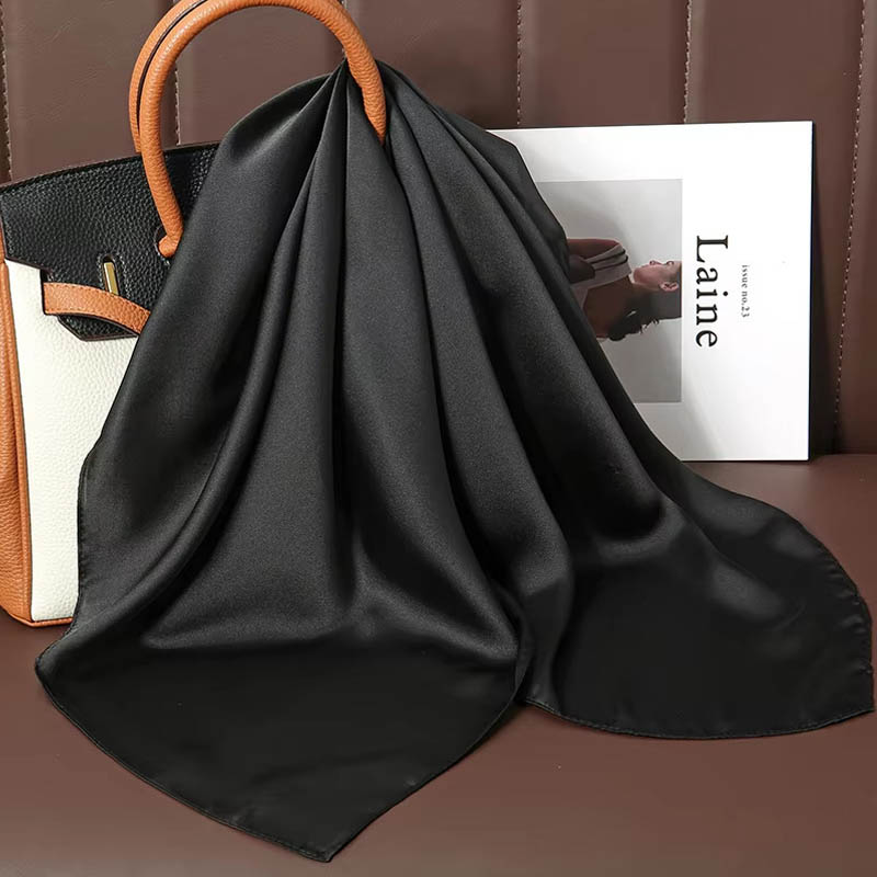 Luxury Solid Color Silk Square - Silk Neck Scarf 评论和价格