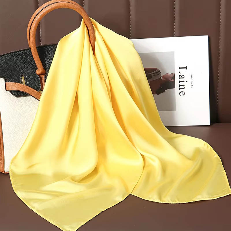 Luxury Solid Color Silk Square - Silk Neck Scarf 评论和价格